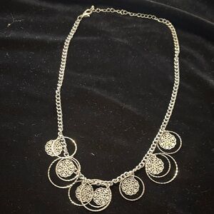 Elegant Silver circle dangle Necklace